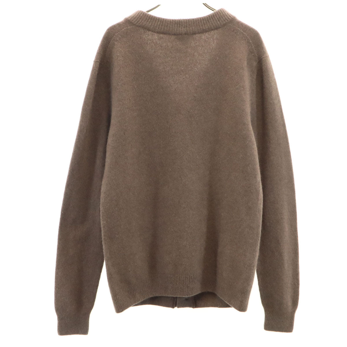 美品 SUNSPEL サンスペル スコットランド製 長袖 Vネック ニットカーディガン M アッシュブラウン メンズ