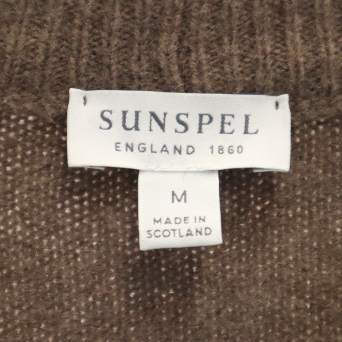 美品 SUNSPEL サンスペル スコットランド製 長袖 Vネック ニットカーディガン M アッシュブラウン メンズ