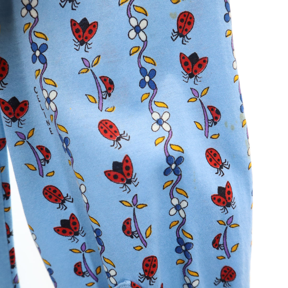 CELINE セリーヌ 90s スイス製 オールド ジェーシーシー てんとう虫柄 長袖 シャツ 36 水色 レディース