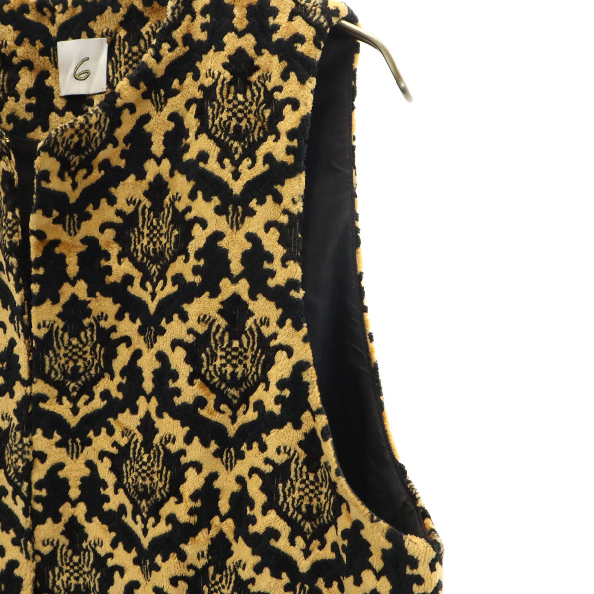 6 ロク 日本製 総柄 カットパイル ジャカード ベスト イエローベージュ系 ユナイテッドアローズ レディース