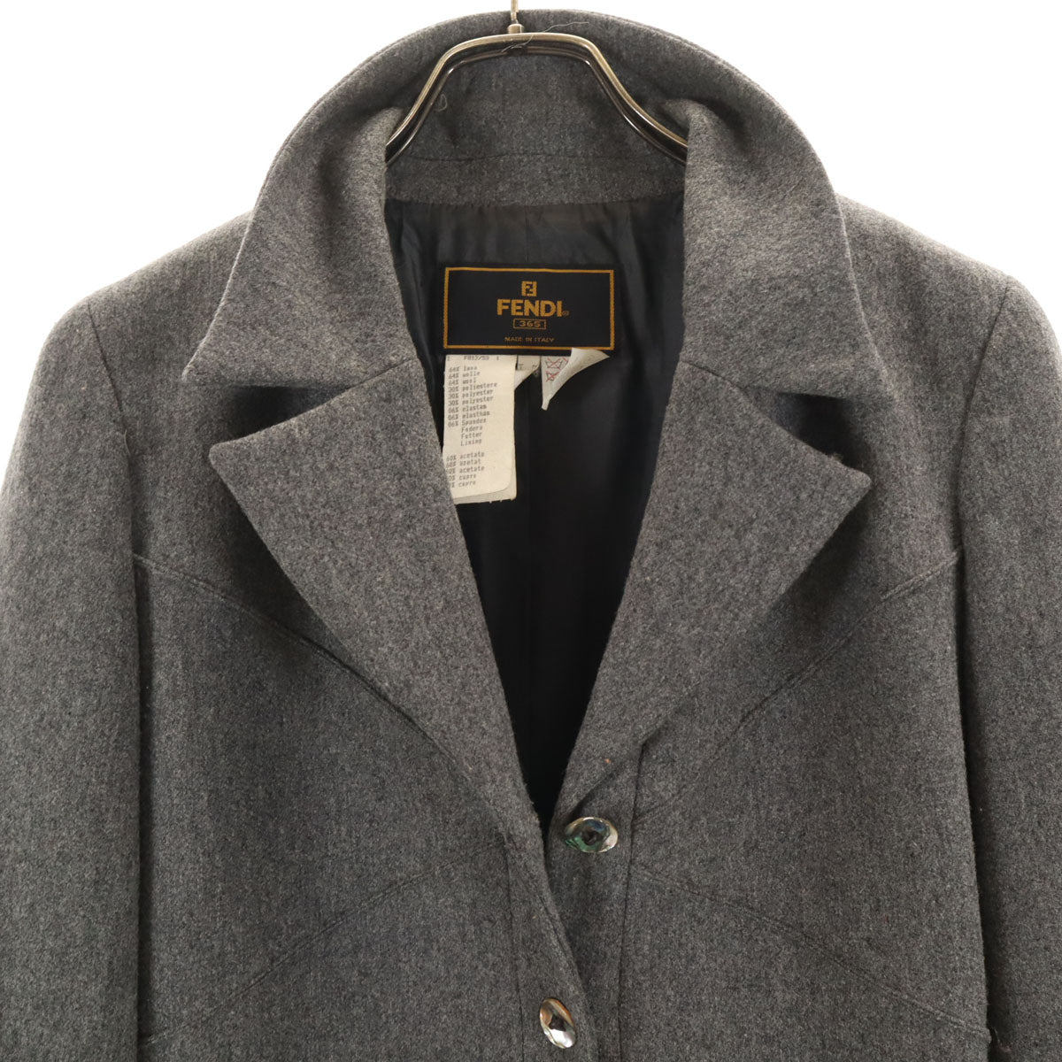 FENDI フェンディ 90s イタリア製 オールド ウールジャケット 42 グレー レディース