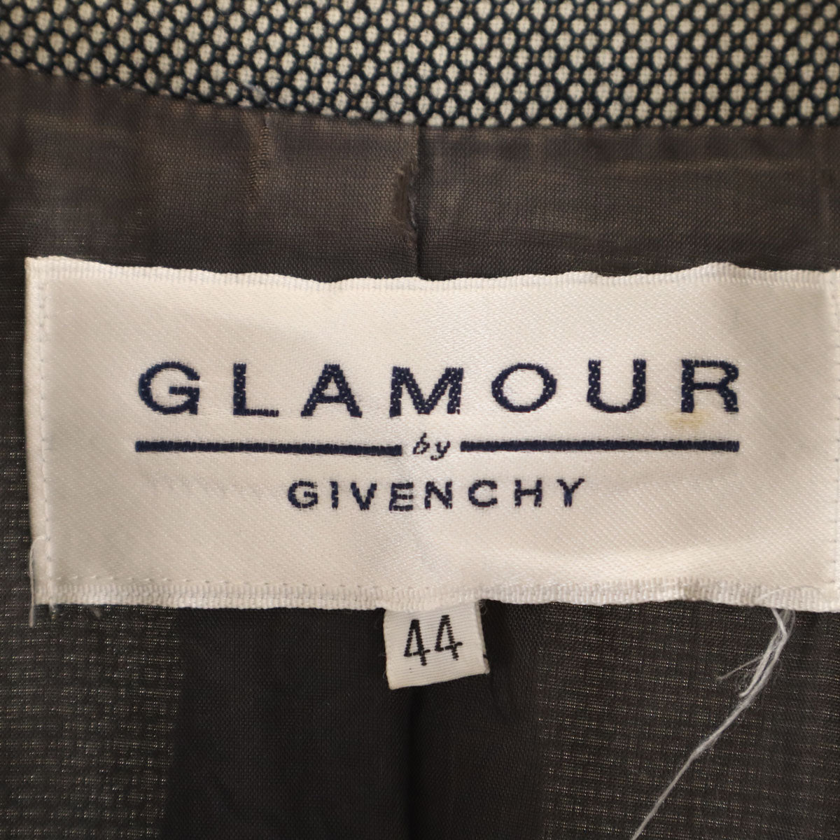 GLAMOUR by GIVENCHY グラマーバイジバンシー 90s 日本製 オールド バーズアイ柄 テーラードジャケット 44 グレージュ レディース
