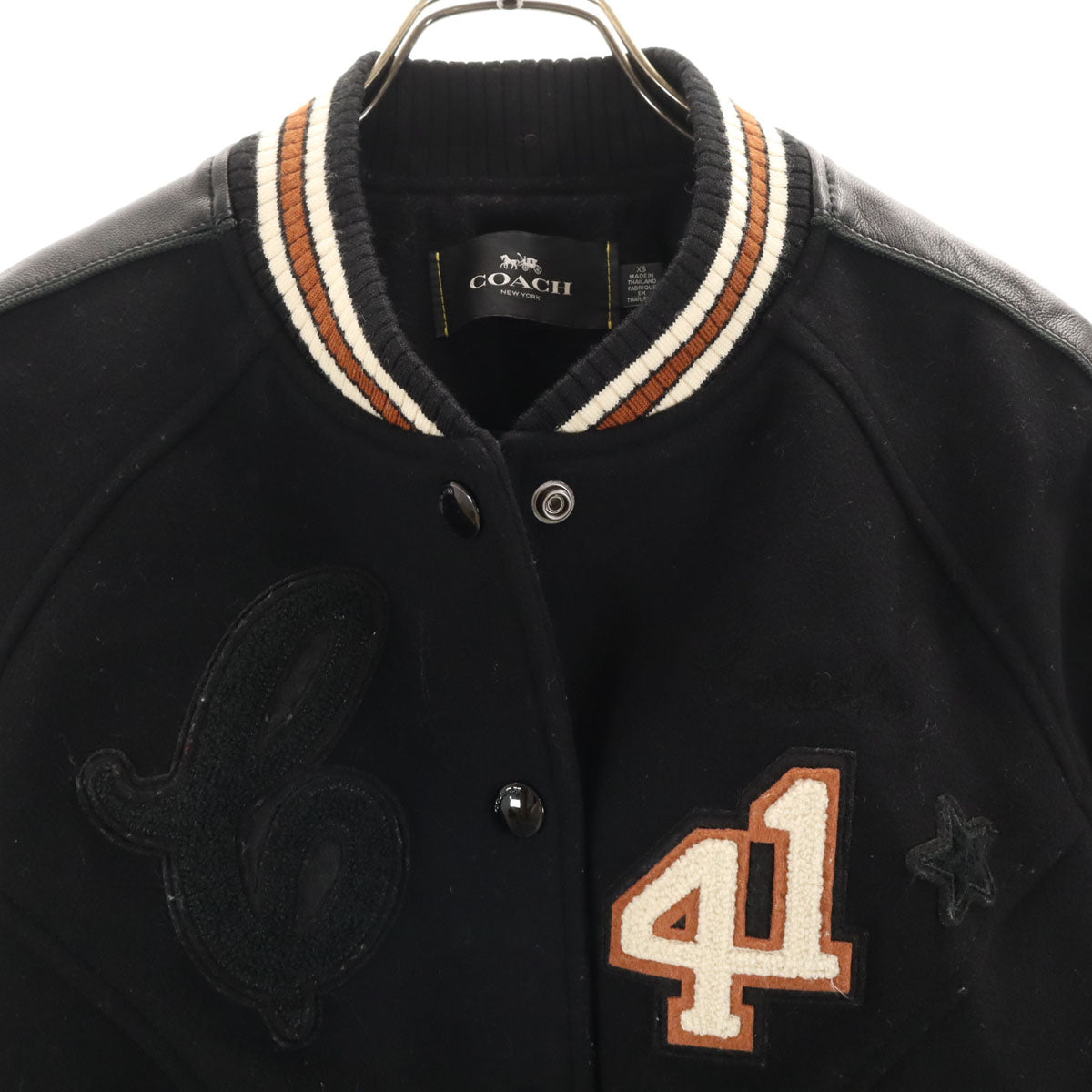 COACH コーチ スタジャン XS ブラック F34122 バーシティジャケット 中綿 レディース