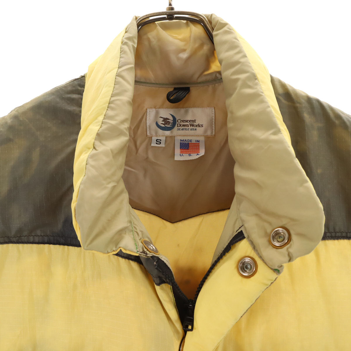 Crescent Down Works クレセントダウンワークス USA製 ダウンベスト S イエロー系 メンズ