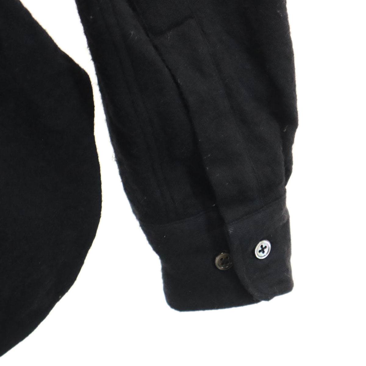 by H. バイエイチ 日本製 ウールブレンド 長袖 シャツ 3 ブラック メンズ