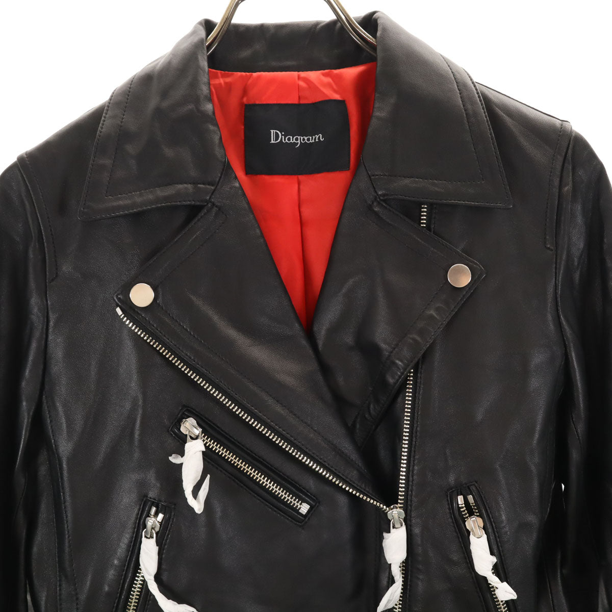 未使用 Diagram ダイアグラム レザー ライダースジャケット 36 ブラック系 レディース