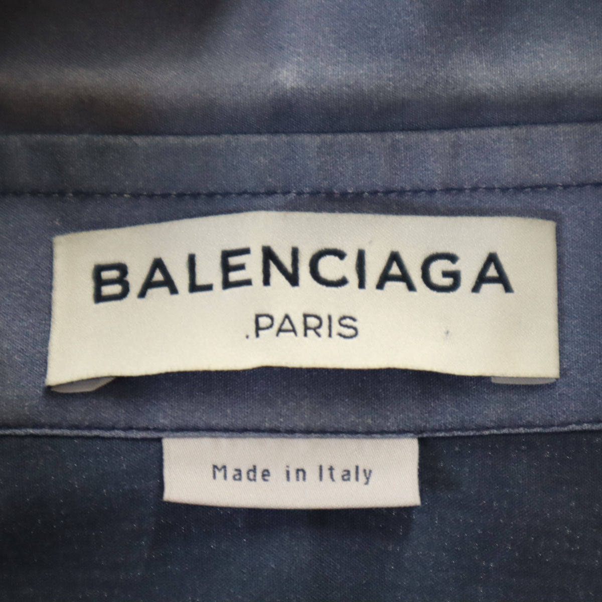BALENCIAGA バレンシアガ イタリア製 タイダイ柄 長袖 シャツ 38 ネイビー メンズ