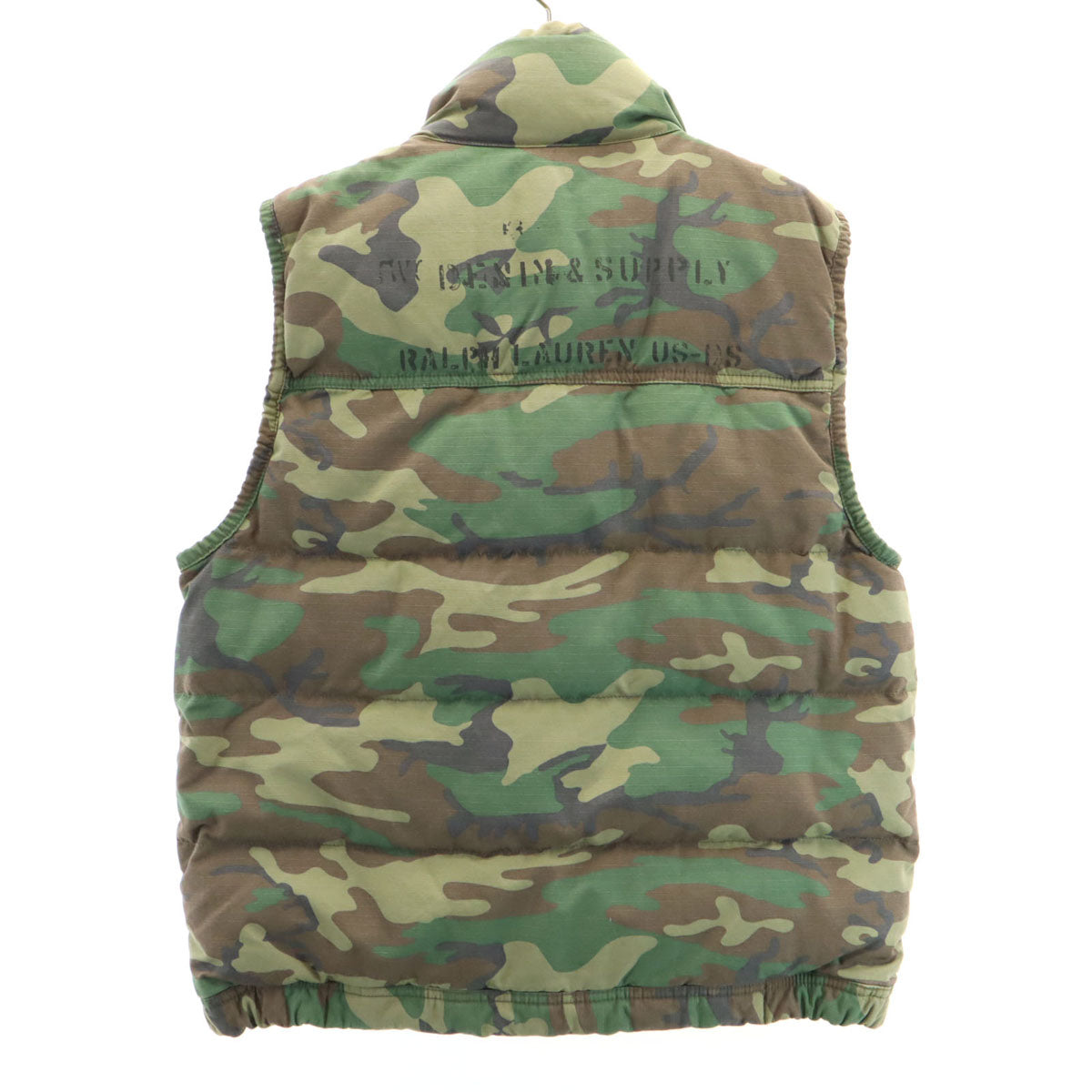 美品 DENIMU&SUPPLY RALPH LAUREN デニムアンドサプライ ラルフローレン 迷彩柄 ダウンベスト S カーキ メンズ