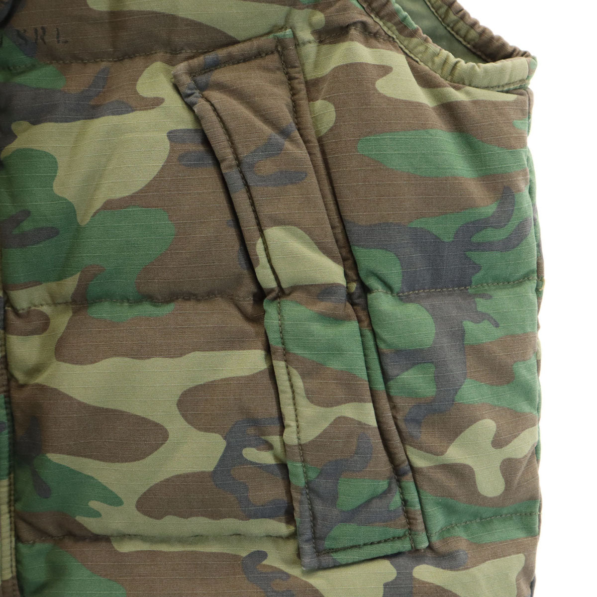 美品 DENIMU&SUPPLY RALPH LAUREN デニムアンドサプライ ラルフローレン 迷彩柄 ダウンベスト S カーキ メンズ