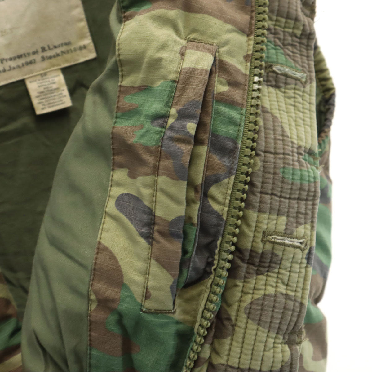 美品 DENIMU&SUPPLY RALPH LAUREN デニムアンドサプライ ラルフローレン 迷彩柄 ダウンベスト S カーキ メンズ