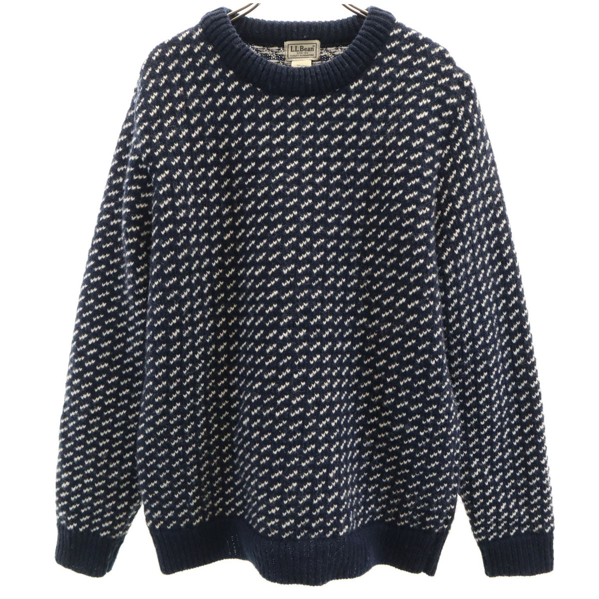 L.L.Bean エルエルビーン バーズアイ 総柄 長袖 セーター M ネイビー ニット アウトドア メンズ