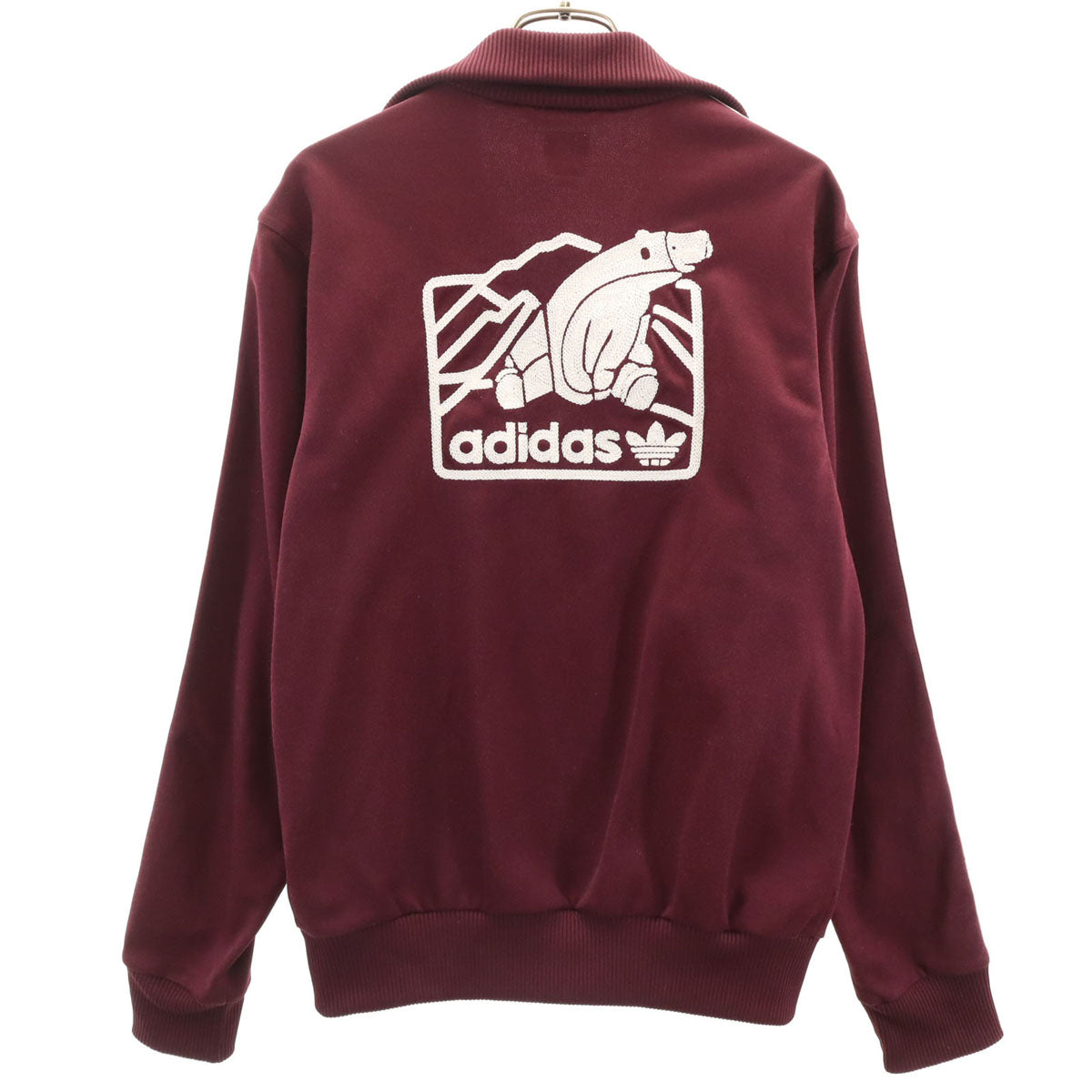 adidas アディダス トレフォイルロゴ刺繍 トラックジャケット M バーガンディ ジャージ メンズ