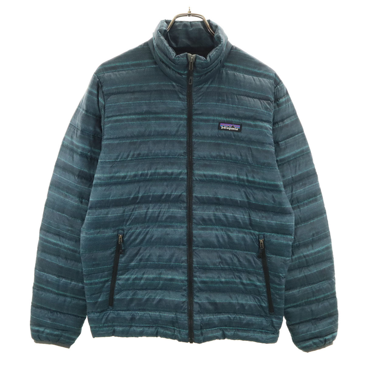 patagonia パタゴニア ボーダー柄 ダウンジャケット S ブルー系 アウトドア 84674 メンズ