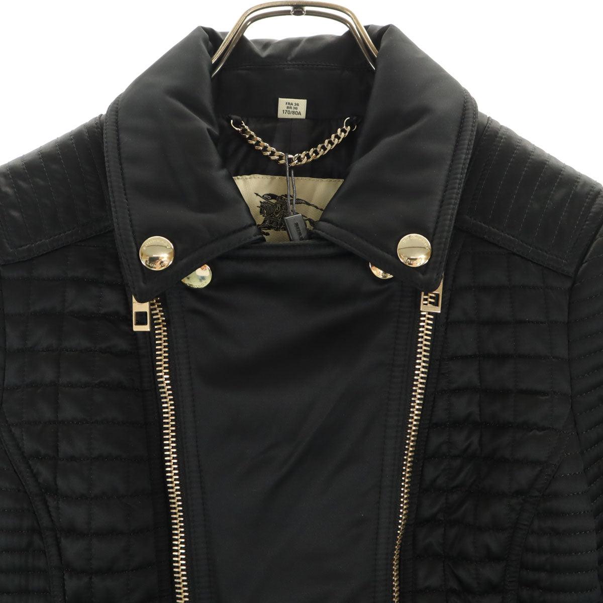 未使用 BURBERRY LONDON バーバリーロンドン キルティングジャケット 38 ブラック ベルト タグ付き レディース