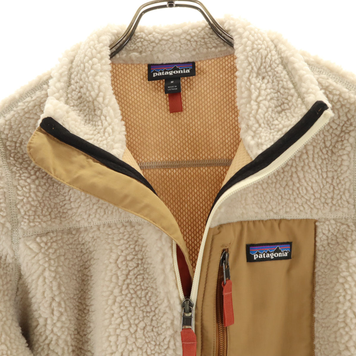 美品 patagonia パタゴニア クラシックレトロ X フリースジャケット M ベージュ アウトドア STY23074FA20 レディース