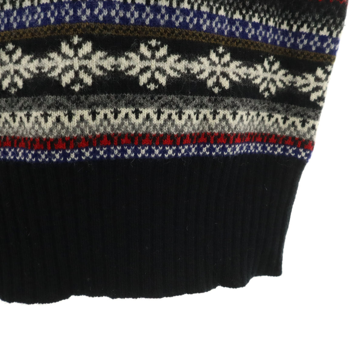 GEMMA.H UOMO ジャンマアッカウォモ イタリア製 ウール 総柄 長袖 Vネック セーター L ブラック系 ニット ドクロ メンズ