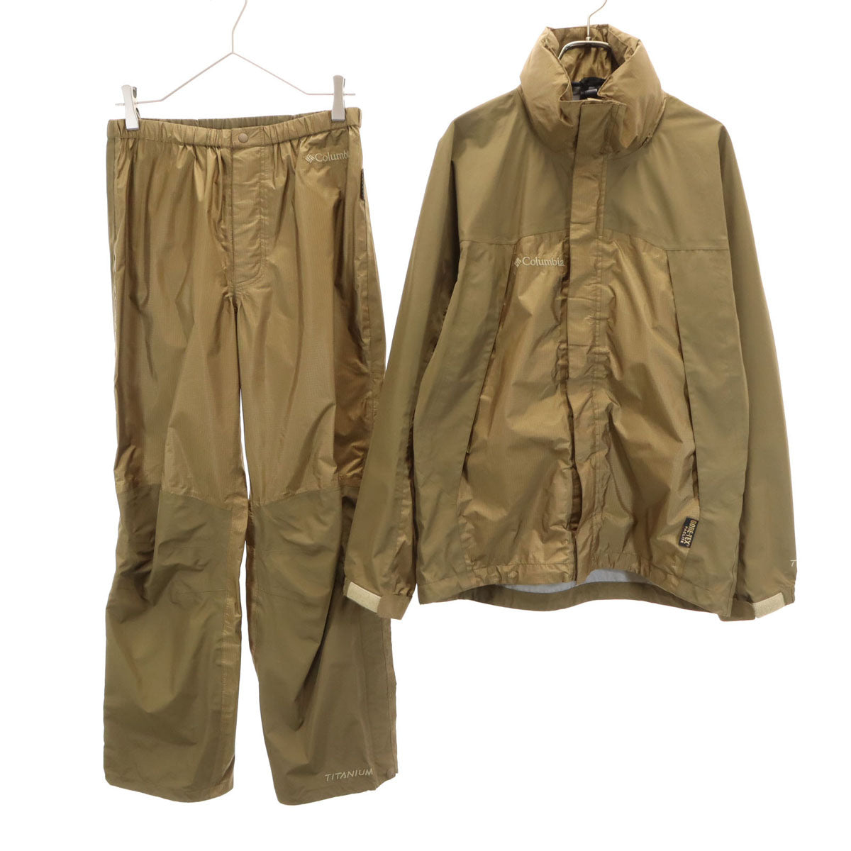 Columbia コロンビア バランディ レインジャケット 上下 セットアップ S ブラウン GORE-TEX PACLITE 収納袋付き アウトドア メンズ