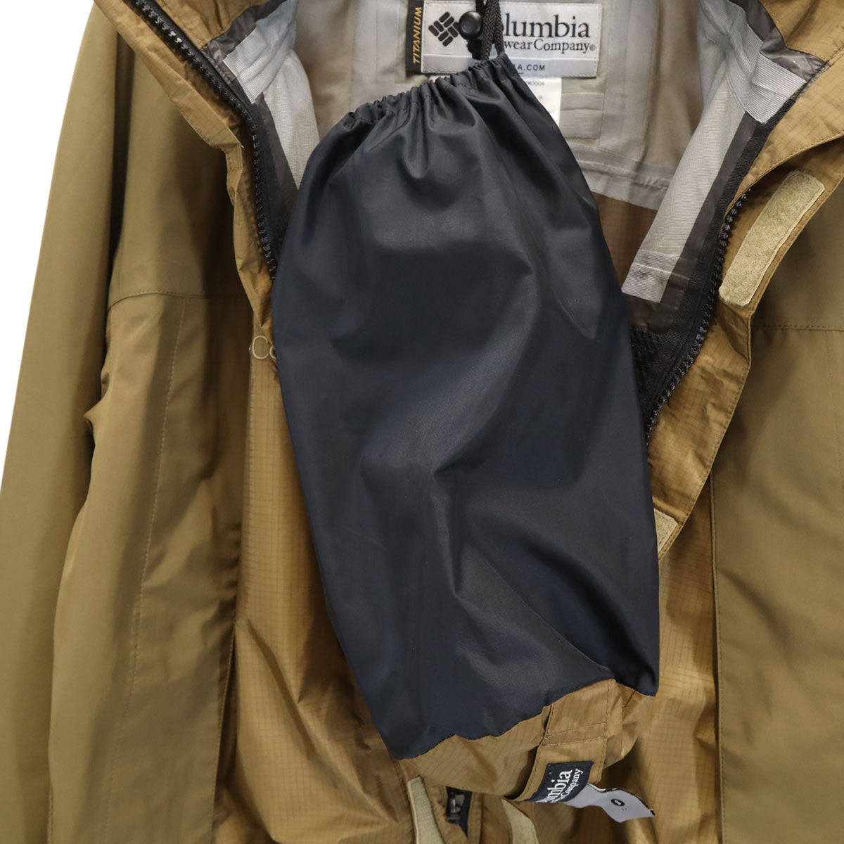 Columbia コロンビア バランディ レインジャケット 上下 セットアップ S ブラウン GORE-TEX PACLITE 収納袋付き アウトドア メンズ