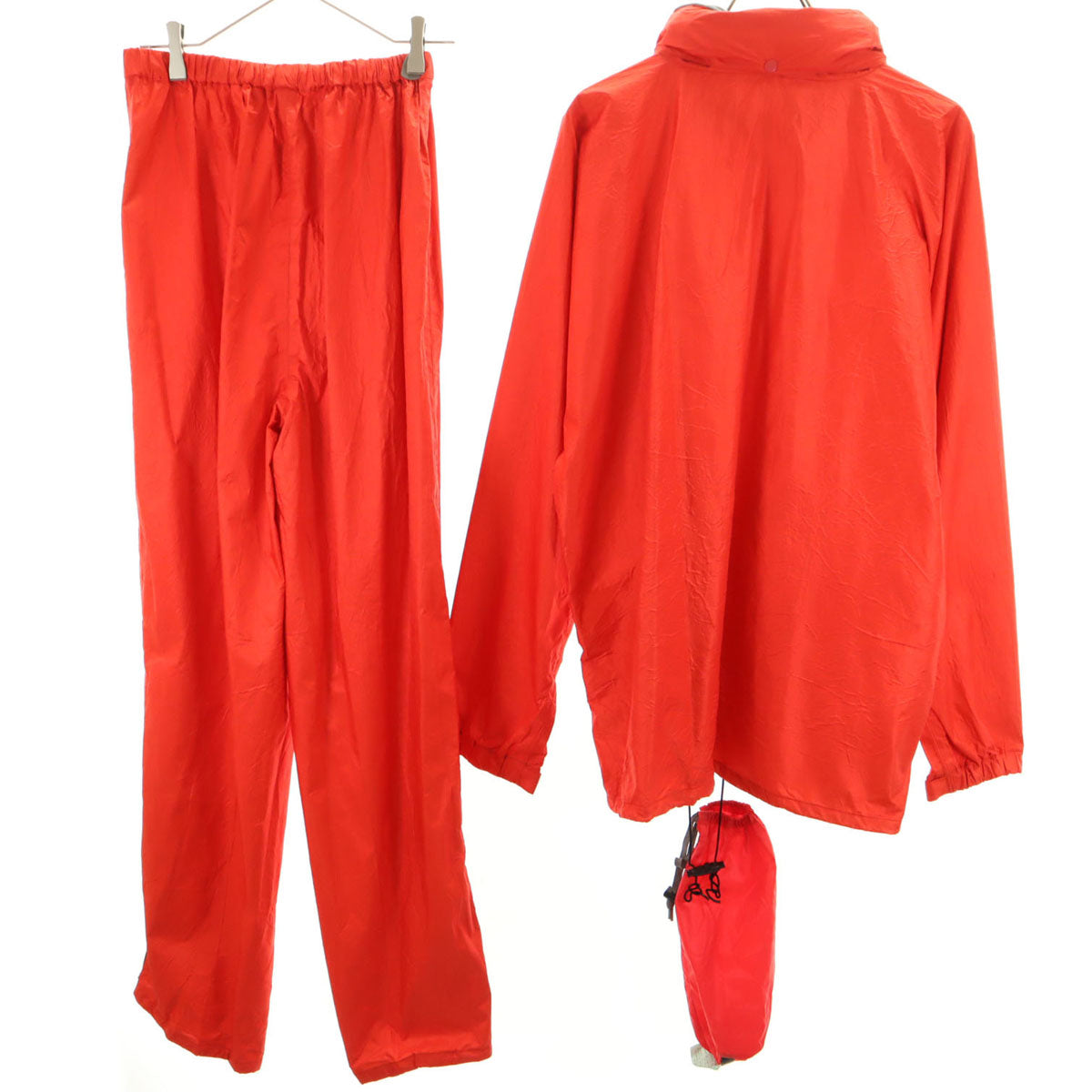 mont-bell モンベル ゴアテックス ジャケット 上下 セットアップ XL 朱色 収納袋付き アウトドア メンズ