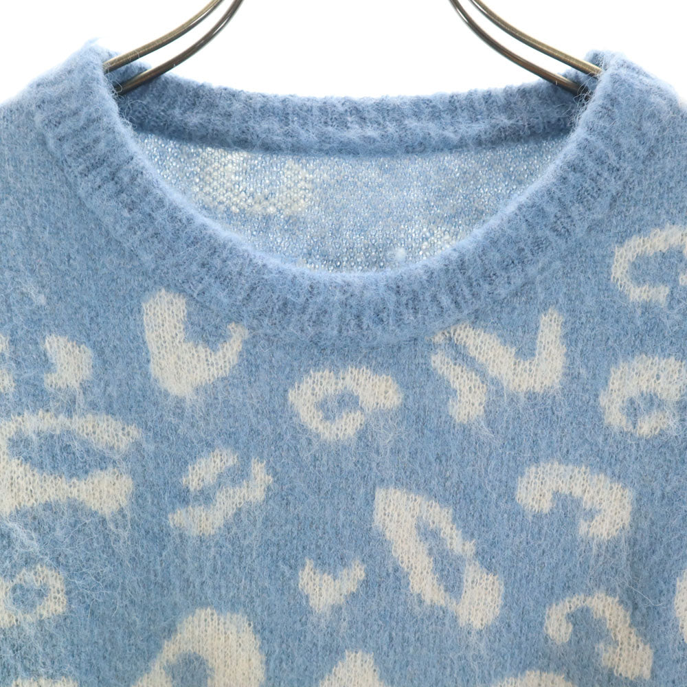 ti レオパード柄 長袖 セーター M 水色 ニット ヒョウ柄 レディース