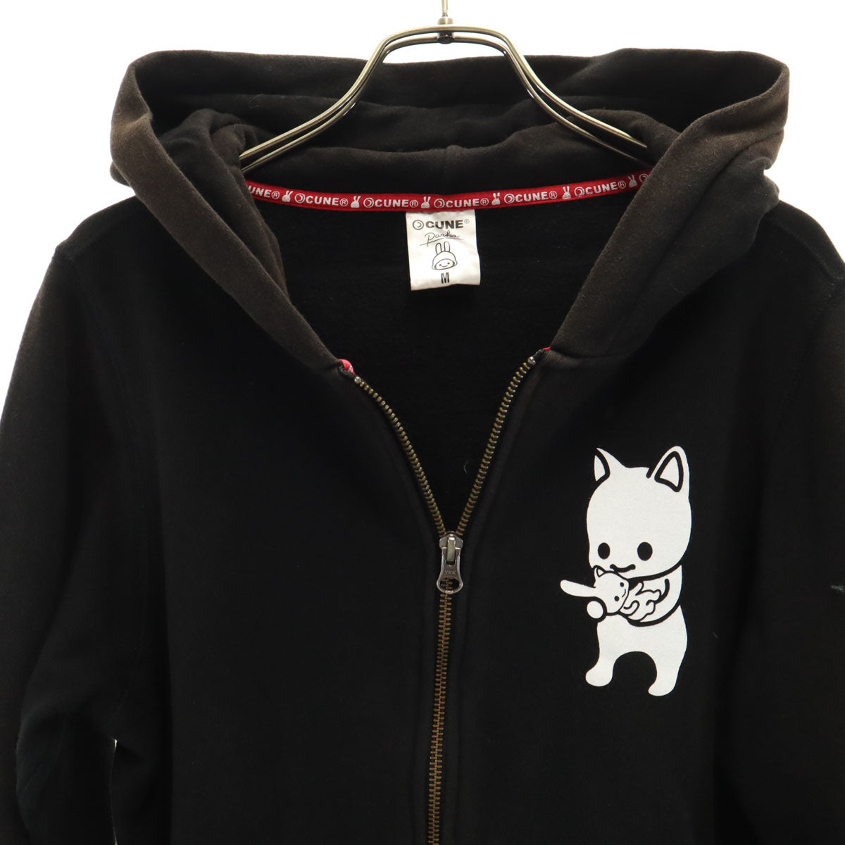 CUNE キューン バックプリント 長袖 スウェット ジップパーカー M ブラック レディース