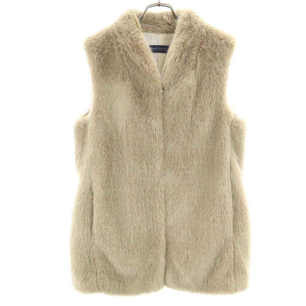MACPHEE マカフィー フェイク ファーベスト 36 アッシュベージュ レディース