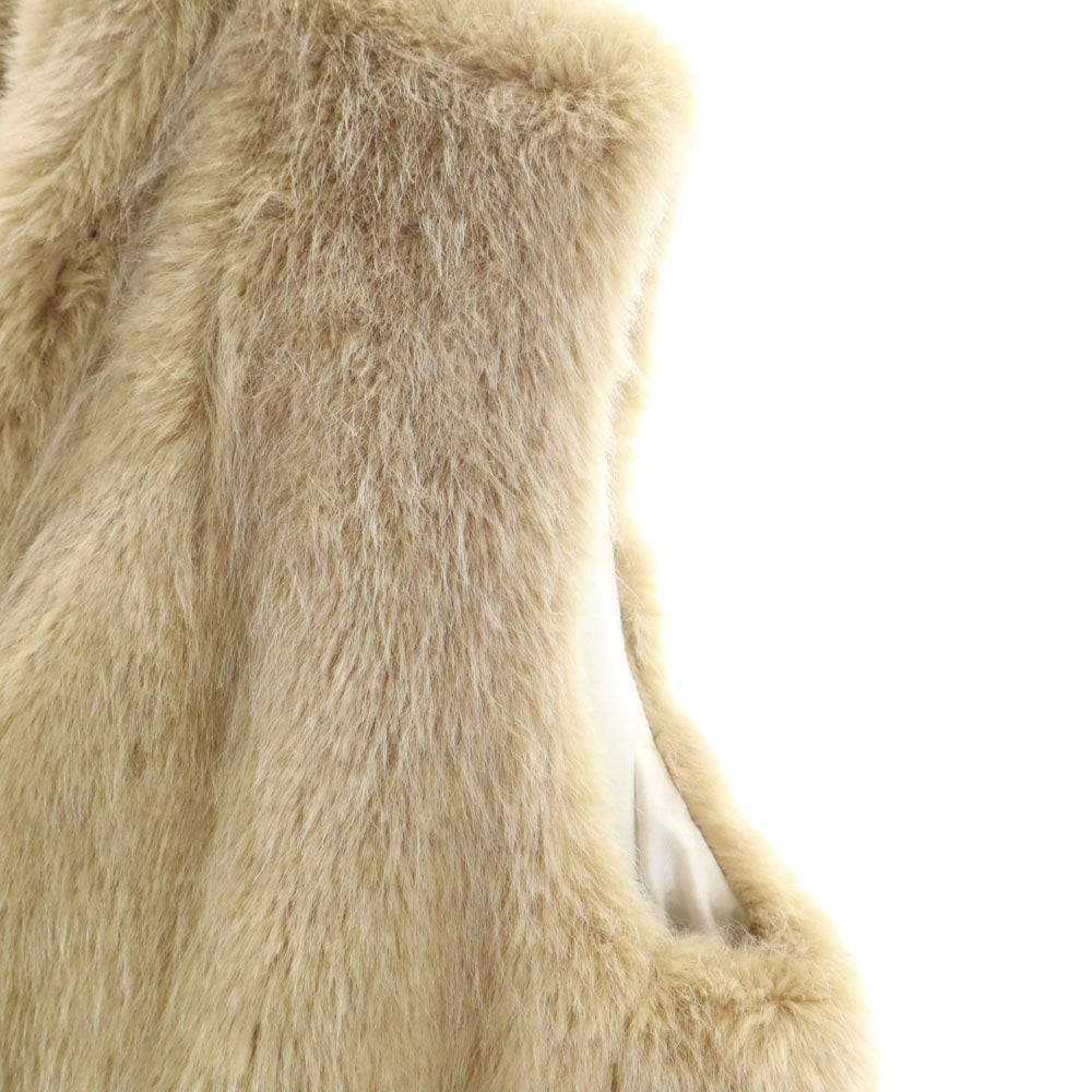 MACPHEE マカフィー フェイク ファーベスト 36 アッシュベージュ レディース