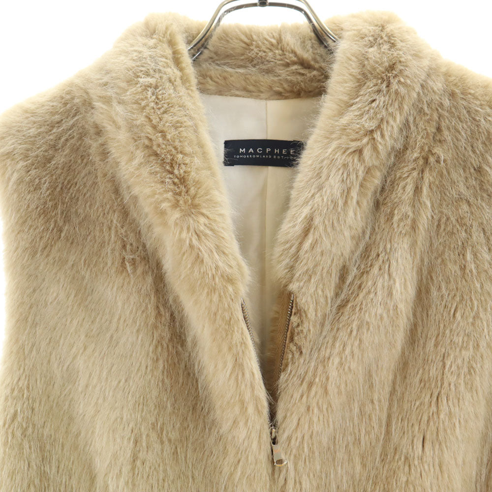 MACPHEE マカフィー フェイク ファーベスト 36 アッシュベージュ レディース