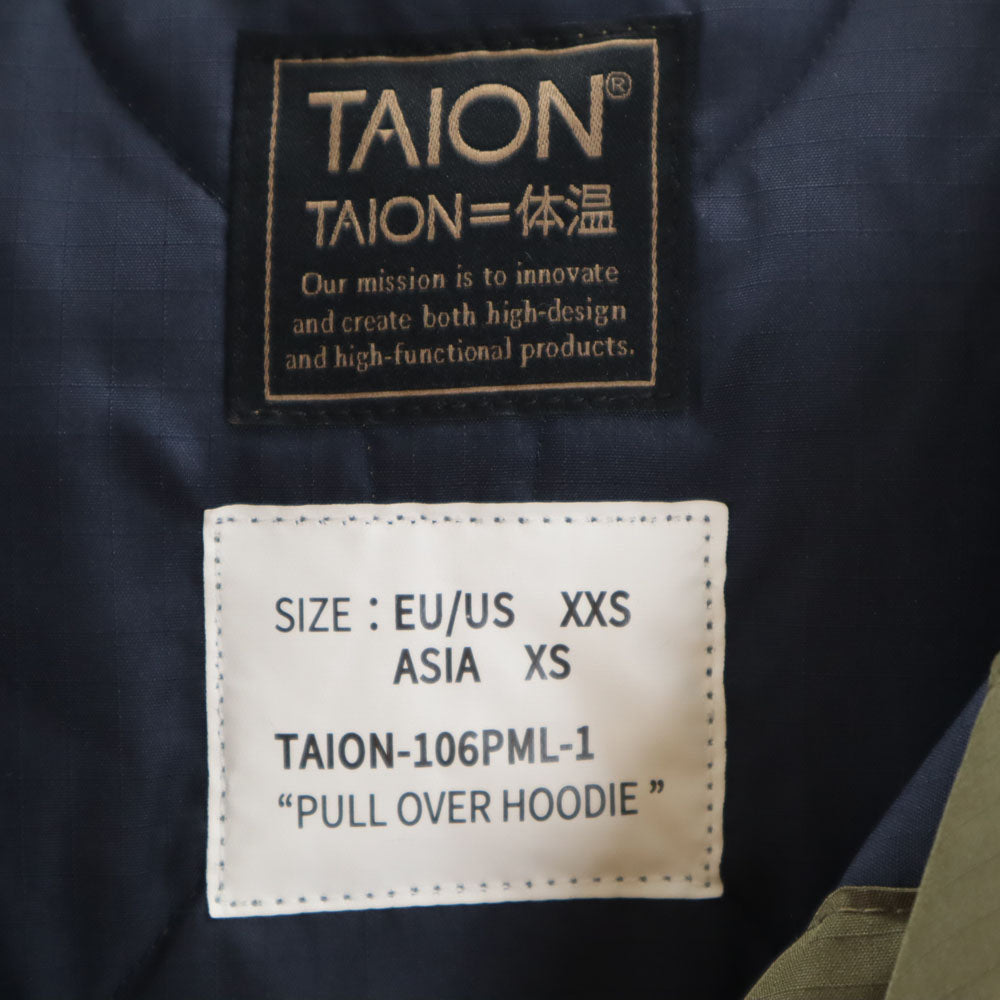 TAION タイオン キルティング ダウンジャケット XS カーキ プルオーバー メンズ