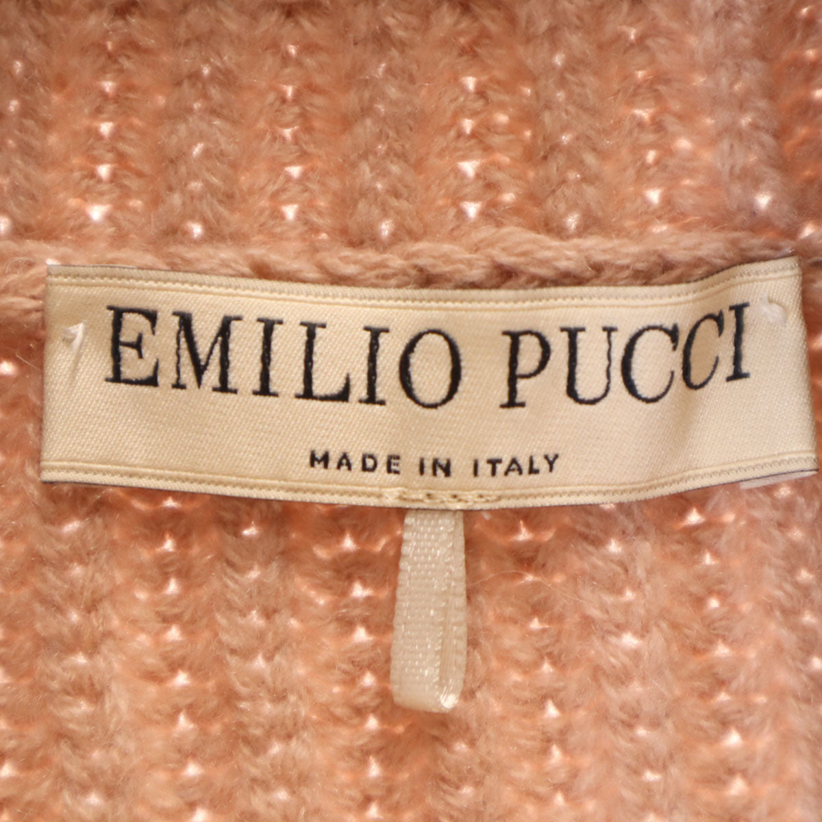 美品 Emilio Pucci エミリオプッチ イタリア製 カシミヤ100% 長袖 ショート丈 タートルネック セーター M ピンク ニット レディース
