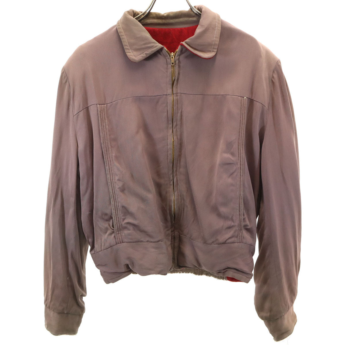 60s ヴィンテージ ギャバジャン リバーシブル ジャケット 小豆色 TALONジップ レディース
