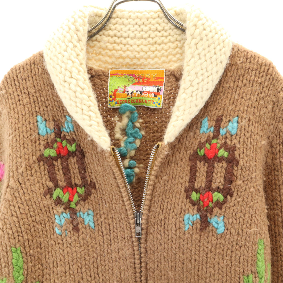 COUNTRY WEAR カントリーウェア ニットジャケット ブラウン系 オゾンコミュニティー レディース