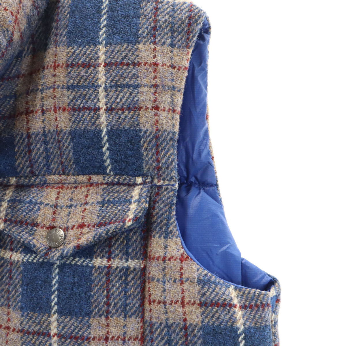 THE NORTH FACE ザノースフェイス パープルレーベル ハリスツイード HARRIS TWEED チェック ダウンベスト L ブルー系 アウトドア ND2080N メンズ
