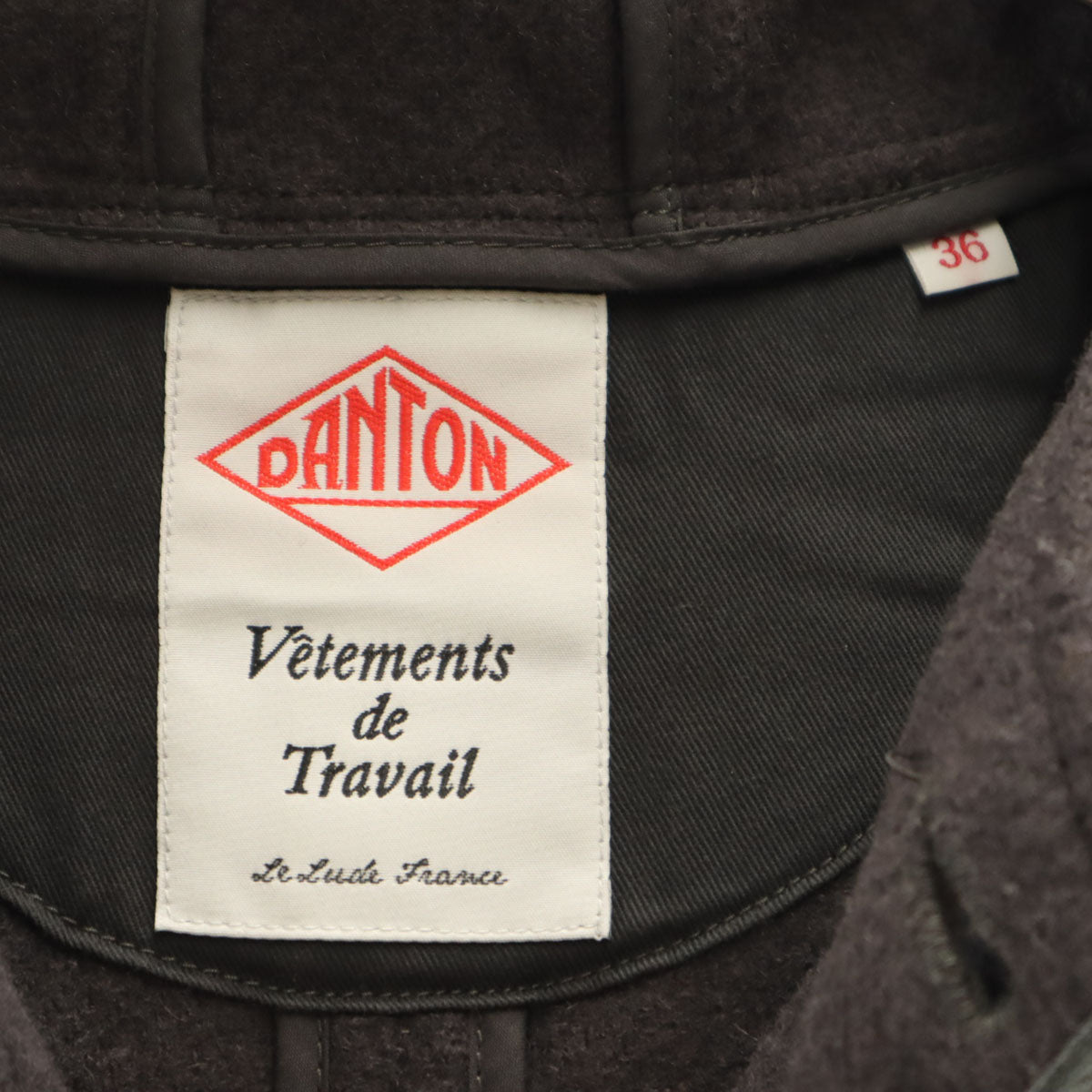 Danton ダントン 日本製 ウールモッサ シングルフード ジャケット 36 チャコールグレー レディース