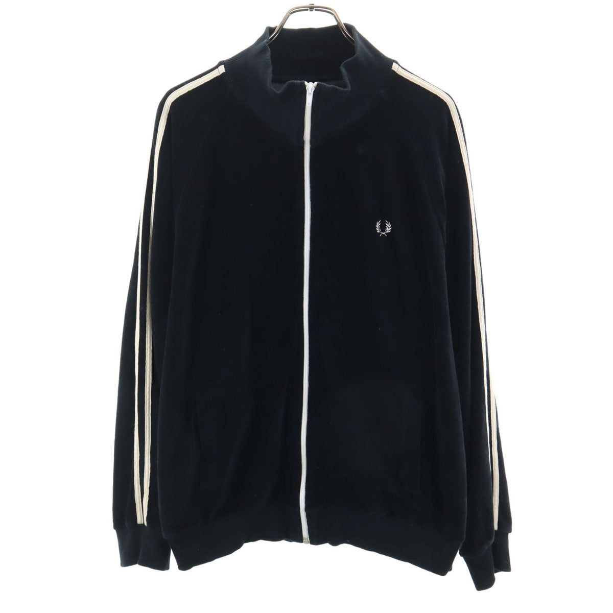 FRED PERRY フレッドペリー ポルトガル製 ベロア トラックジャケット M ブラック メンズ
