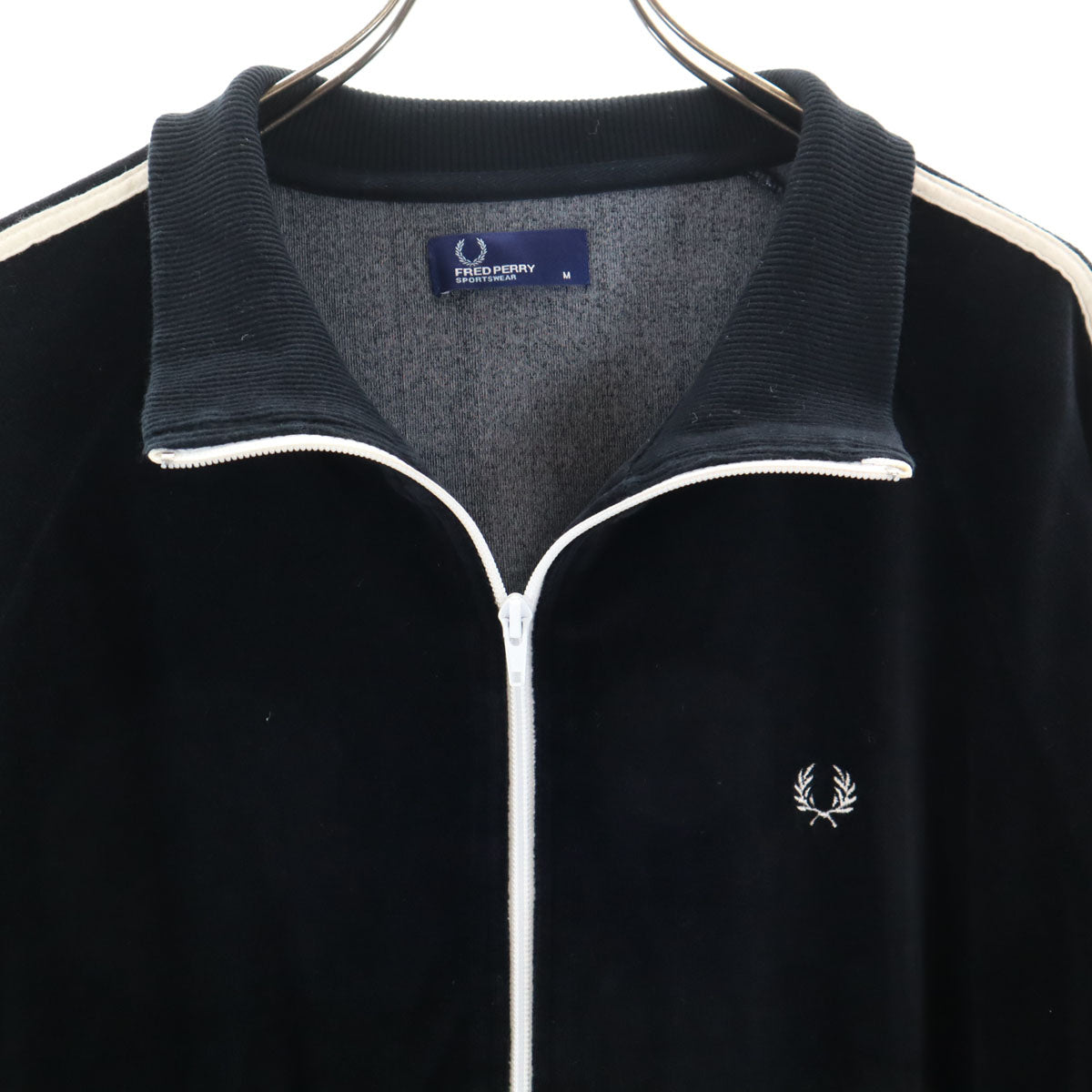 FRED PERRY フレッドペリー ポルトガル製 ベロア トラックジャケット M ブラック メンズ