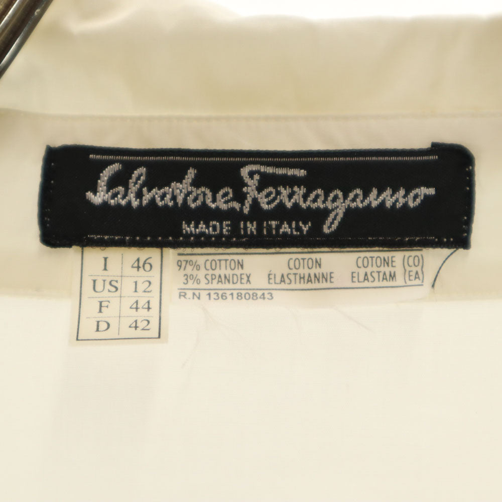 SalvatoreFerragamo サルバトーレフェラガモ イタリア製 長袖 ボタンダウンシャツ 46 ホワイト レディース