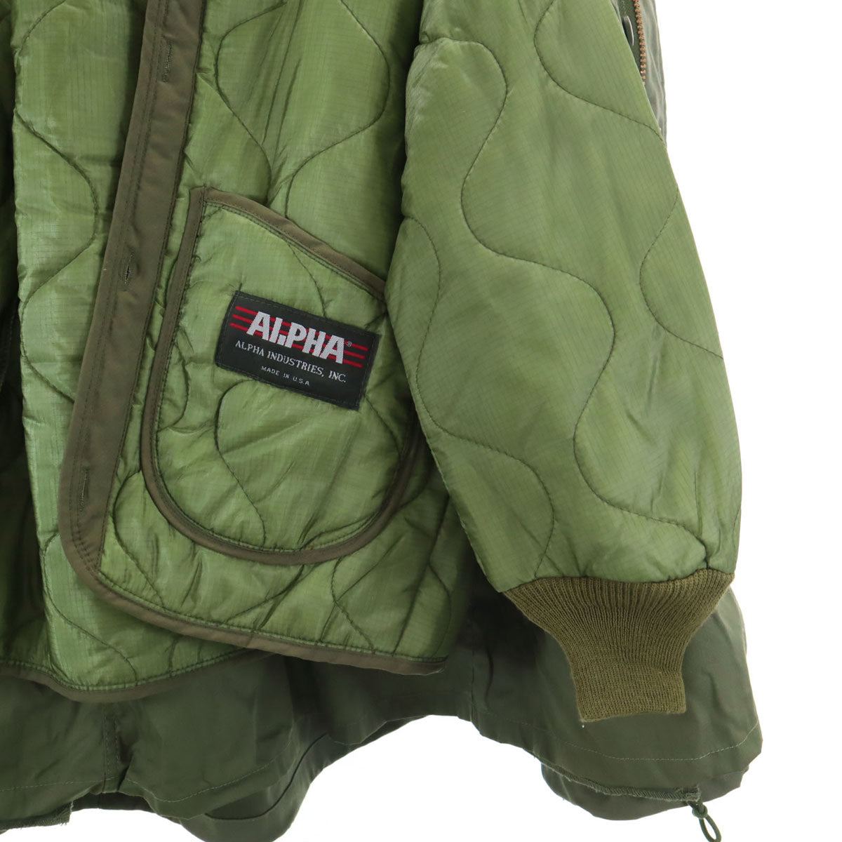 美品 ALPHA INDUSTRIES INC アルファインダストリーズ フィールドジャケット S カーキ ライナー付き 3WAY メンズ
