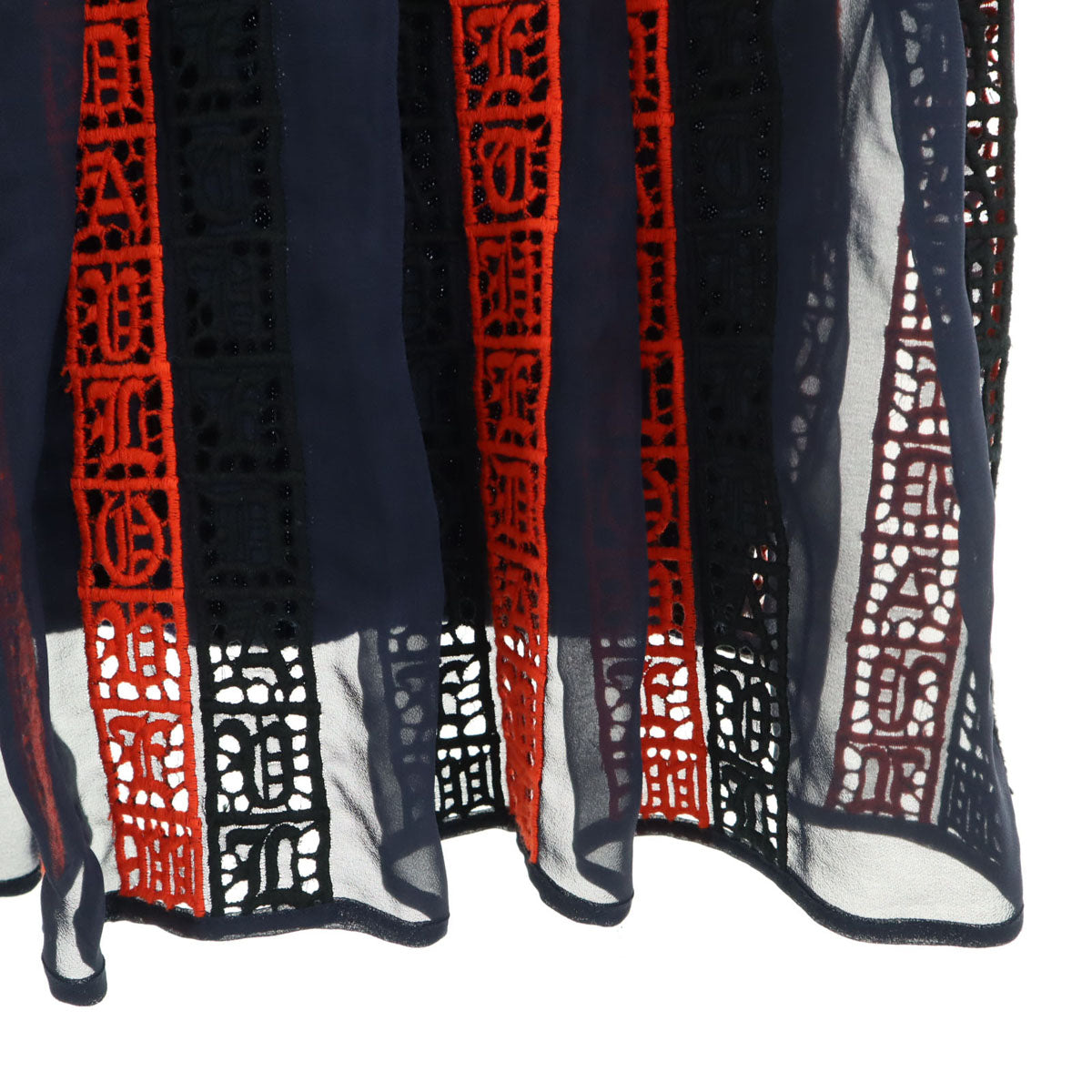 Sacai サカイ 日本製 長袖 プリーツ切替 ニット 1 ネイビー レディース