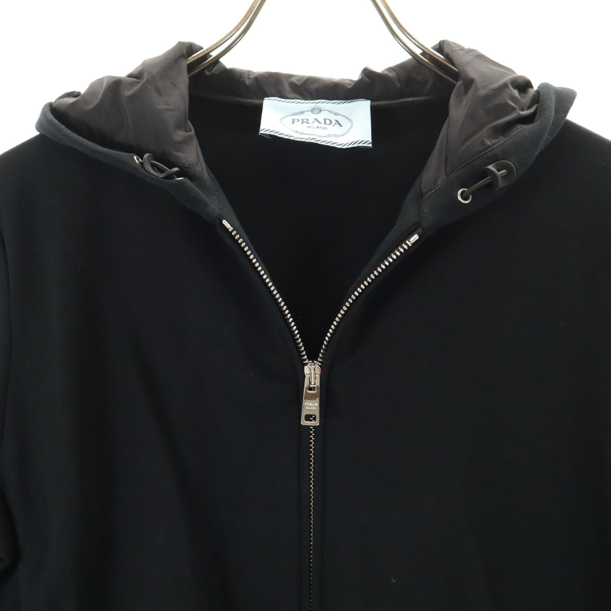 美品 PRADA プラダ 2019年 長袖 ジップパーカー L ブラック レディース