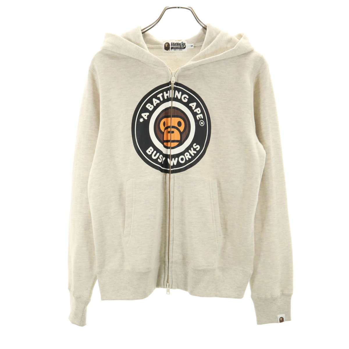 A BATHING APE アベイシングエイプ 長袖 スウェット ジップパーカー S グレー 裏起毛 メンズ