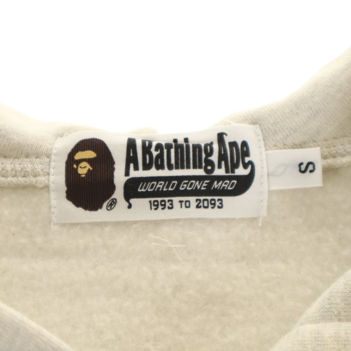 A BATHING APE アベイシングエイプ 長袖 スウェット ジップパーカー S グレー 裏起毛 メンズ