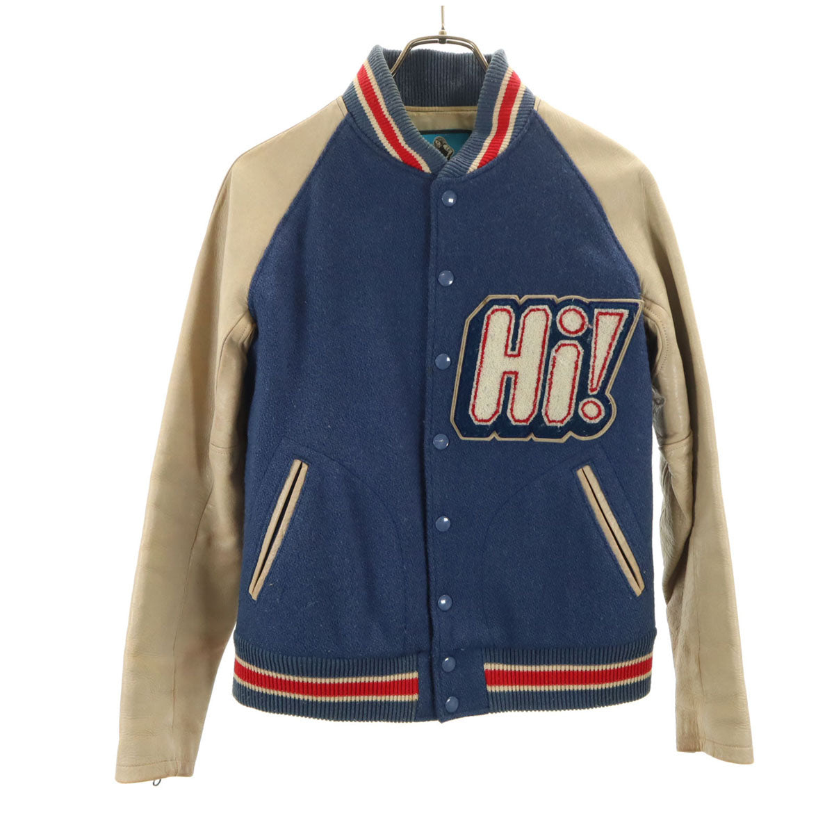 GLAMOUR グラマー 日本製 牛革レザー切替 スタジャン FREE 青紺 ヒステリックグラマー レディース