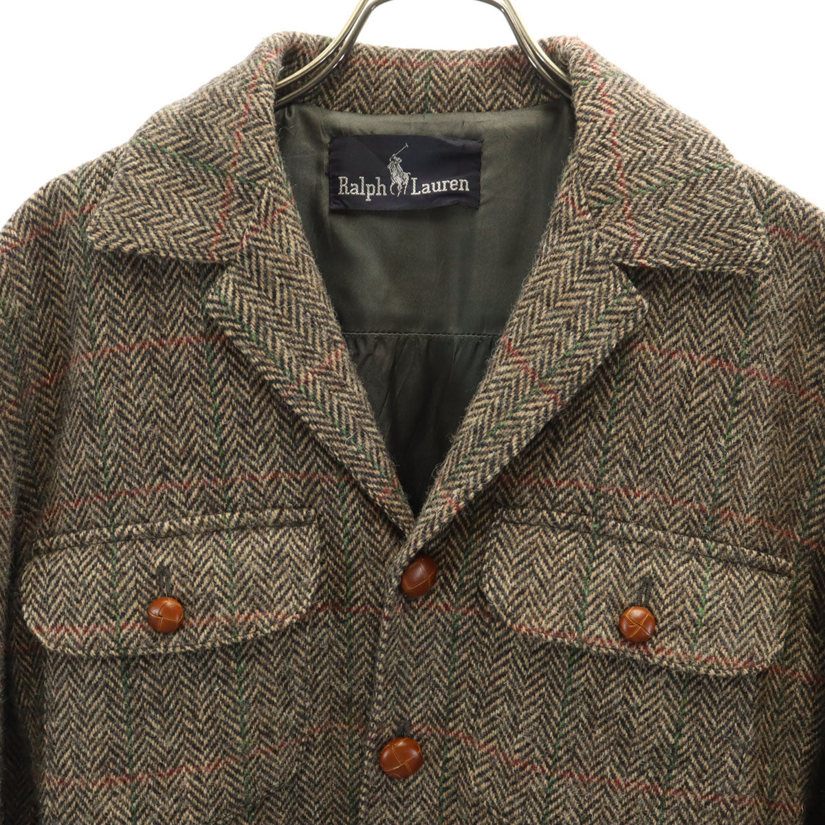 RALPH LAUREN ラルフローレン 90s オールド ヘリンボーン柄 ジャケット 8 ベージュ系 くるみボタン メンズ