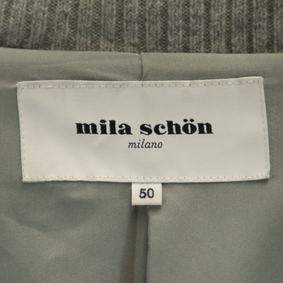 mila schon ミラショーン 日本製 ニット切替 ダウンジャケット 50 グレー メンズ