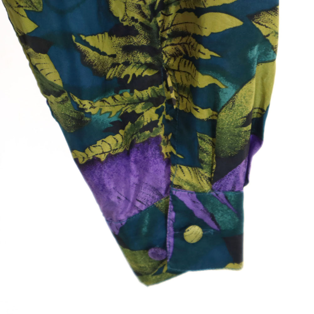 ビアンカ 90s オールド シルクブレンド 総柄 長袖 開襟 ボタンダウンシャツ S レディース