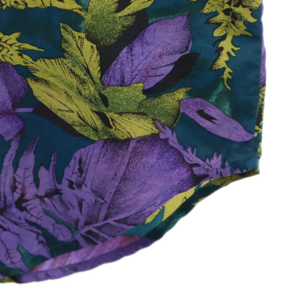 ビアンカ 90s オールド シルクブレンド 総柄 長袖 開襟 ボタンダウンシャツ S レディース