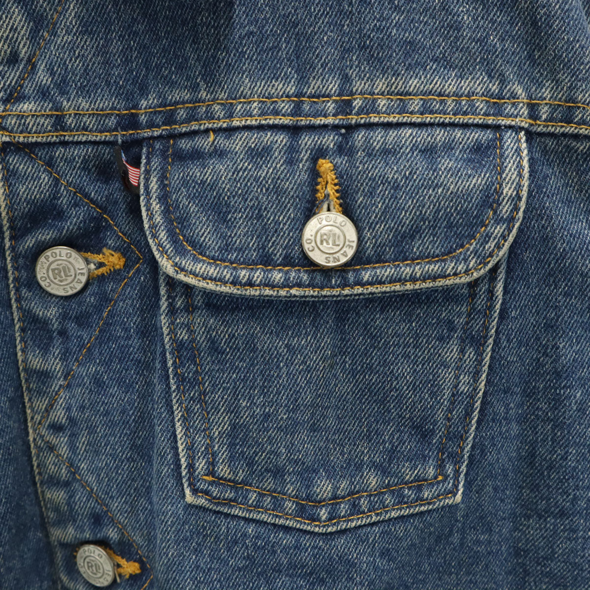 POLO JEANS COMPANY RALPH LAUREN ポロジーンズカンパニーラルフローレン デニムジャケット S ウォッシュブルー ジージャン トラッカー 裏キルティング レディース