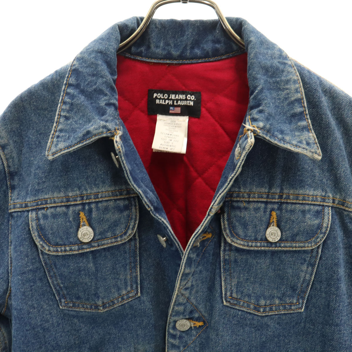 POLO JEANS COMPANY RALPH LAUREN ポロジーンズカンパニーラルフローレン デニムジャケット S ウォッシュブルー ジージャン トラッカー 裏キルティング レディース