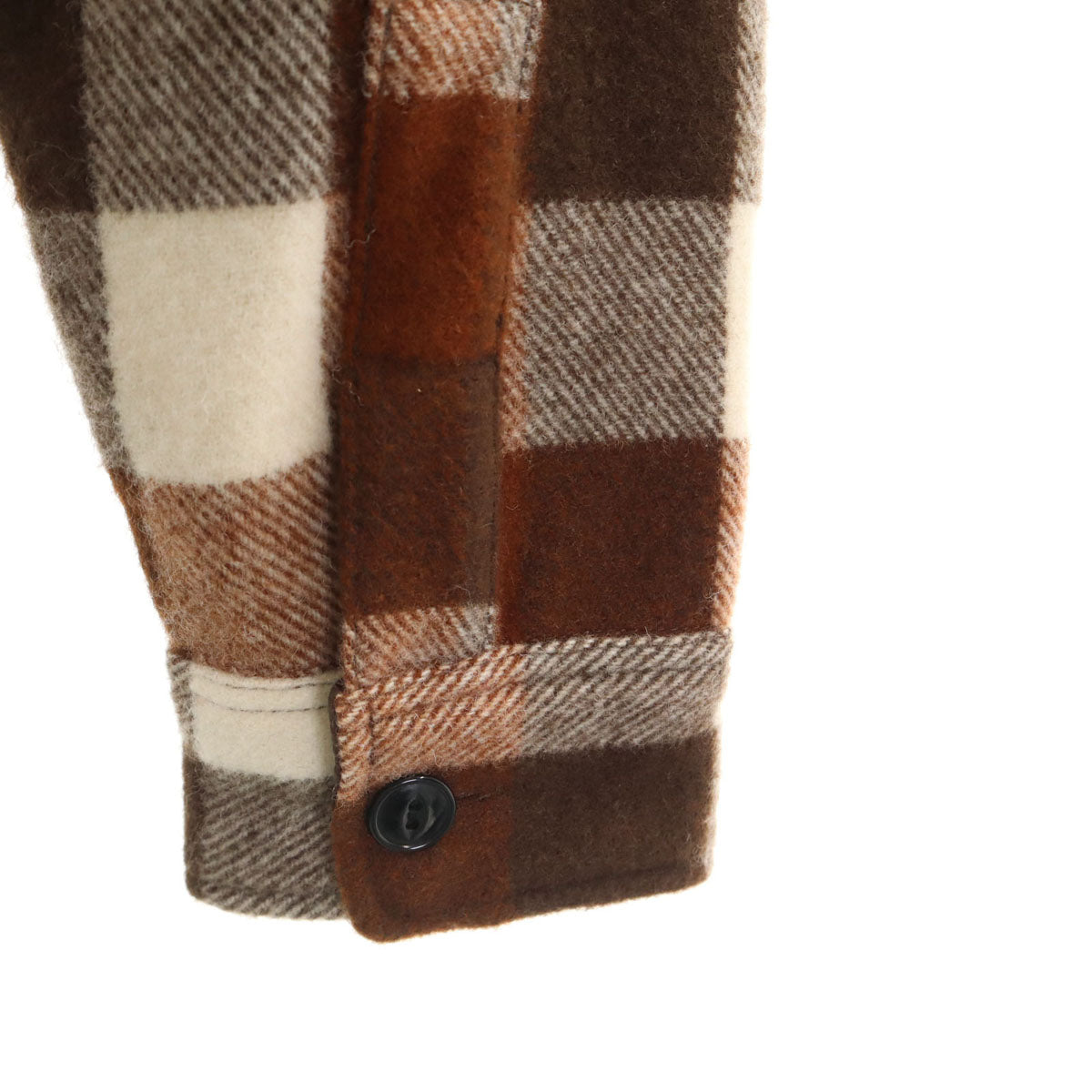 A BATHING APE アベイシングエイプ 日本製 チェック柄 長袖 ウールシャツ S ブラウン エルボーパッチ メンズ